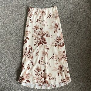 Floral Maxi Skirt in Cream and Brown